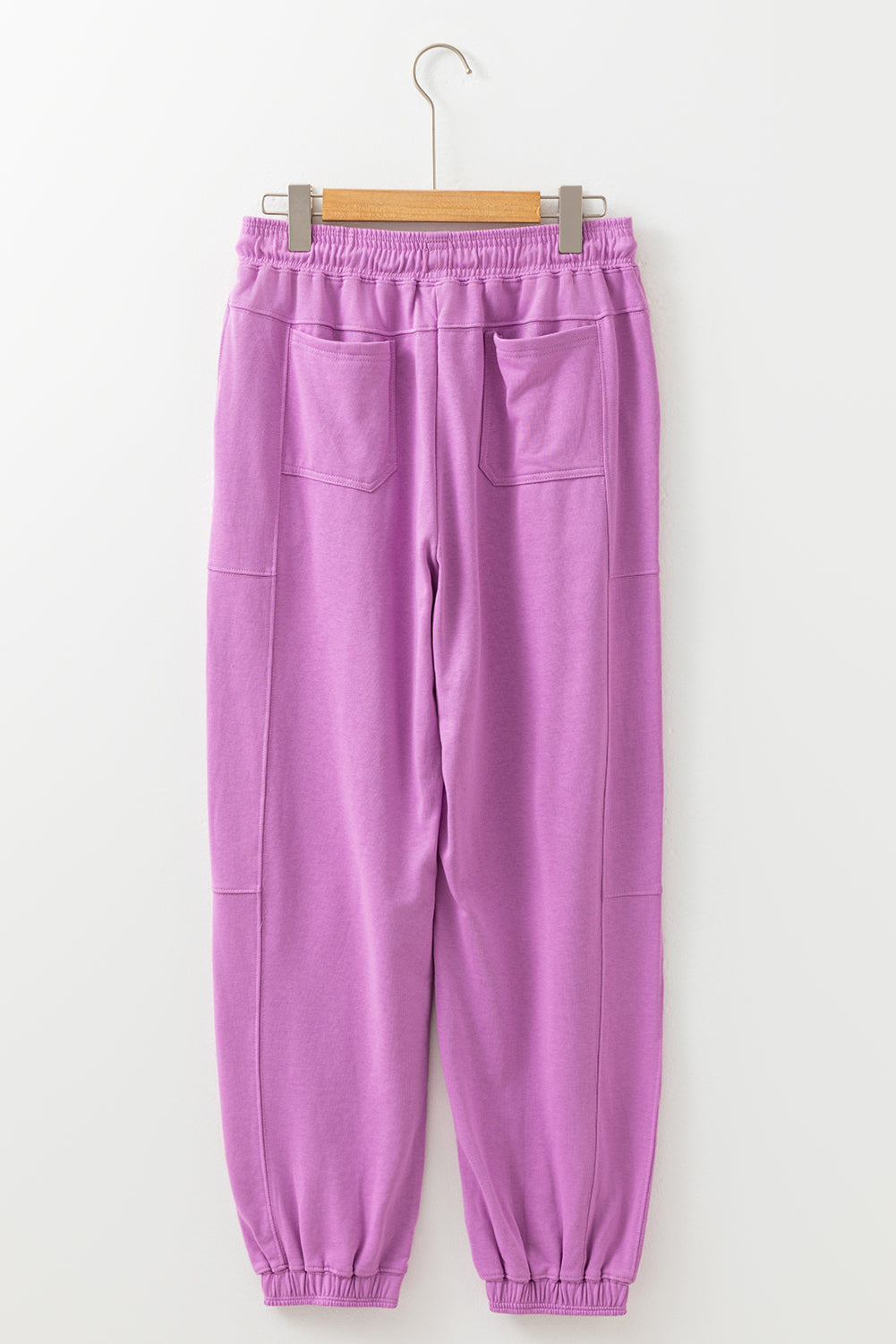Lilac Drawstring Waist Patchwork Solid Color Jogger Pants Love Salve